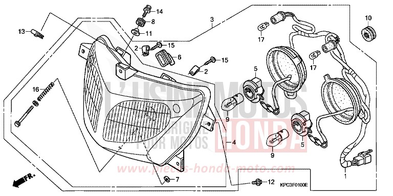 PROJECTEUR (XL125V1/2/3/4/5/6) de Varadero 125 PENNANT RED METALLIC (R247) de 2001
